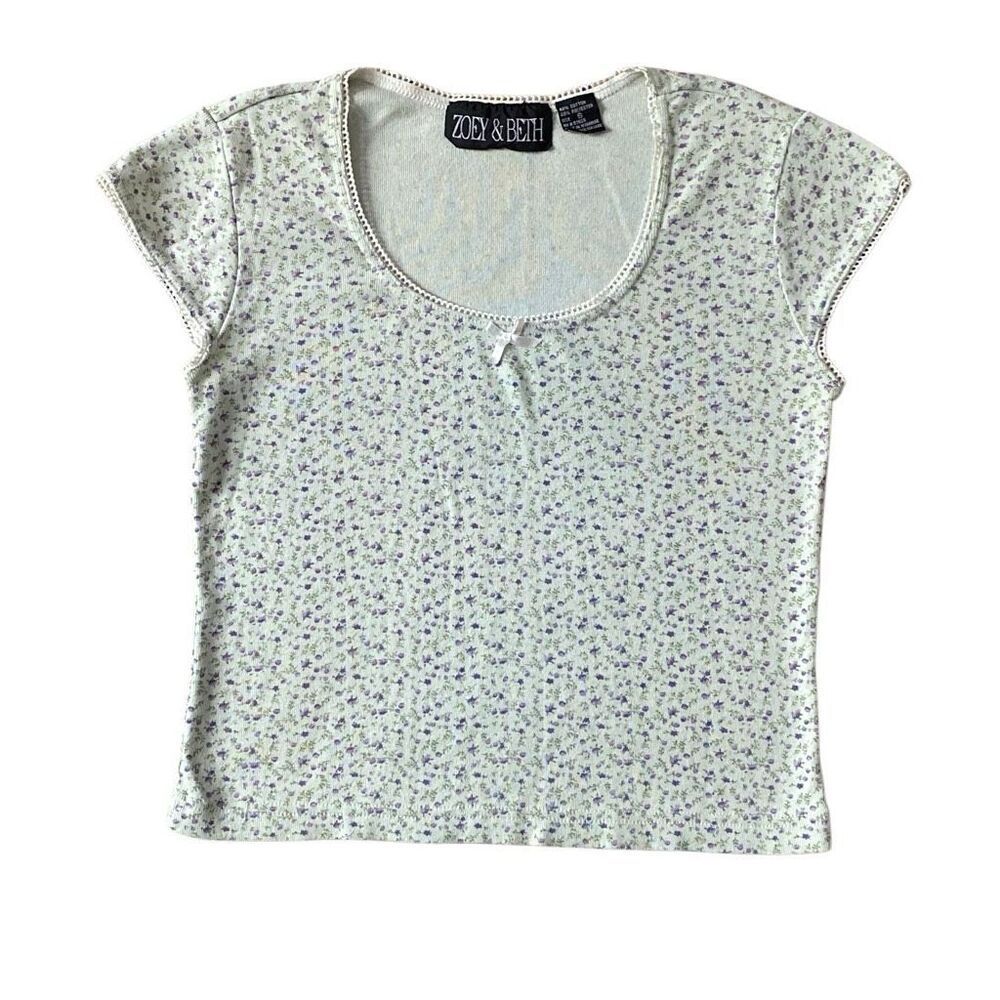 Vintage 90s Zoey & Beth floral babydoll T-shirt Small Fairycore Fairy Fae Y2K